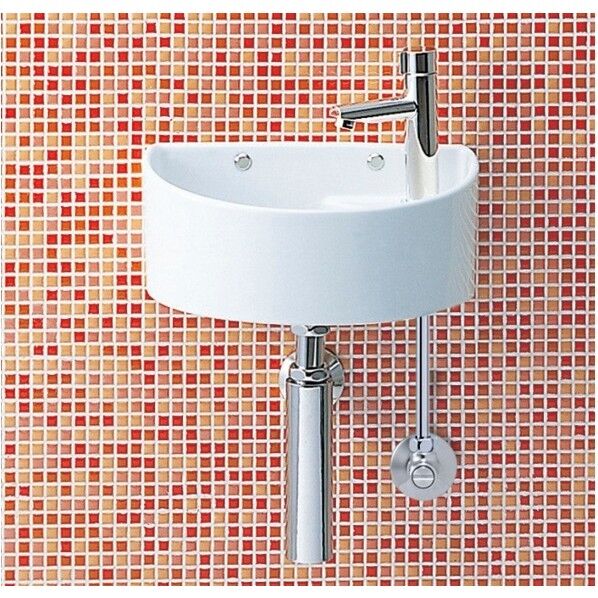 狭小手洗シリーズ アクアセラミック 手洗タイプ 丸形 壁排水(ボトルトラップ) 壁給水