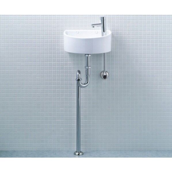 狭小手洗シリーズ アクアセラミック 手洗タイプ 丸形 床排水(Sトラップ) 床給水