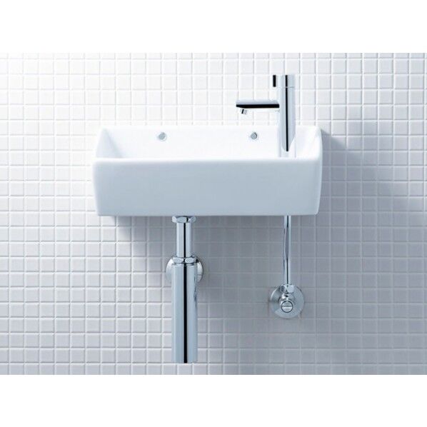 狭小手洗シリーズ アクアセラミック 手洗タイプ 角形 壁排水(ボトルトラップ) 床給水