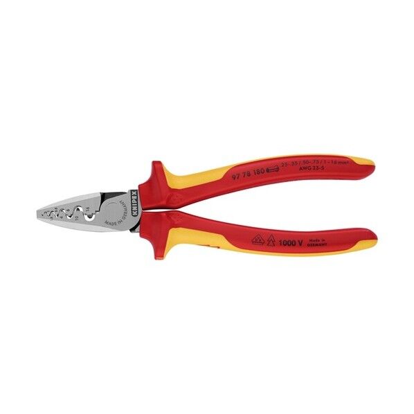クニペックス KNIPEX9778-180エンドスリーブ用絶縁圧着ペンチ 9778-180...