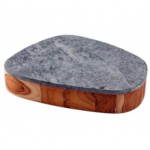 コンクレータ チーク皿 石蓋付き 31×25cm