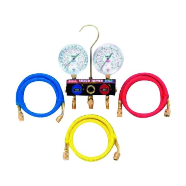 ボールバルブ式ゲージマニホールドキット(R404A、R407C、R507A、R134a) TA124W-2 1セット