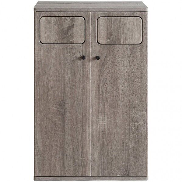 木製ダブルプッシュダストボックス Empro(エンプロー) 45L×2 グレージュ