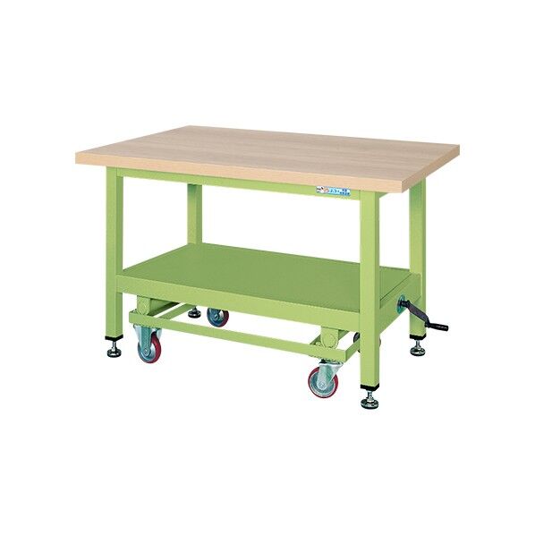 超重量作業台ハンドル昇降移動式(KWC/耐荷重2000kg/木目メラミン天板/H740)