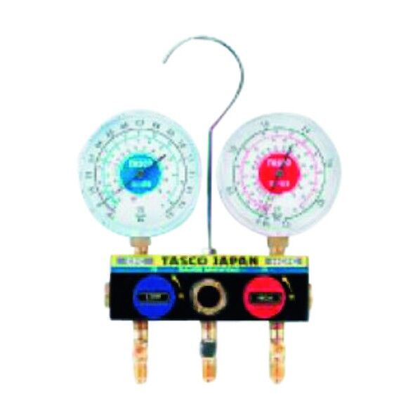 ボールバルブ式ゲージマニホールド(サイトグラス付)(R22、R12、R502) TA120W 1個