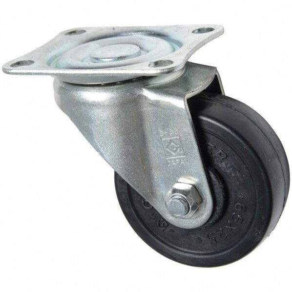 東正車輌 ゴールドキャスター 中荷重 自在キャスター 65φ ゴム車 黒 SJ-65R 1個