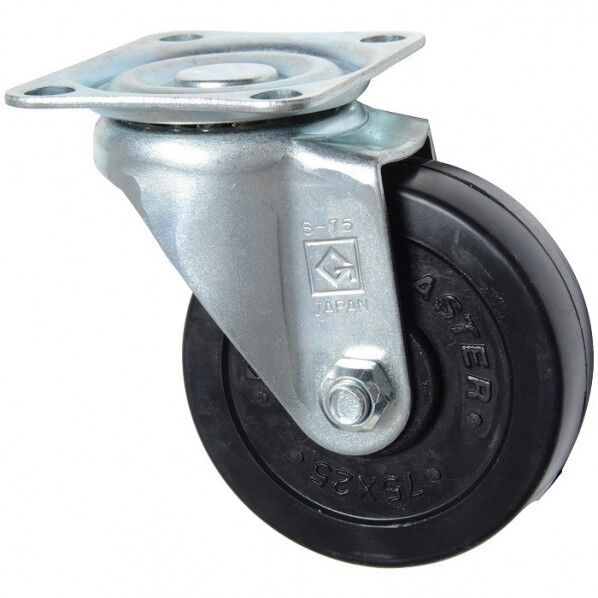 東正車輌 ゴールドキャスター 中荷重 自在キャスター 75φ ゴム車 黒 SJ-75R 1個