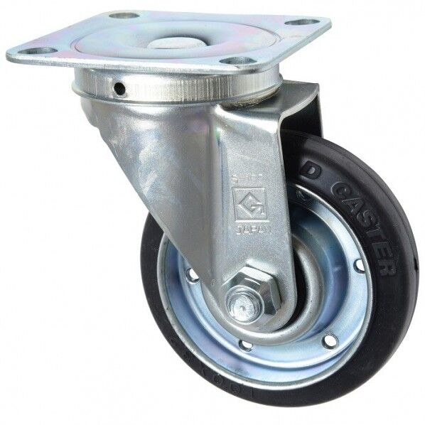 東正車輌 ゴールドキャスター 中荷重 自在キャスター100φ ゴム車 黒 SJ-100R 1個