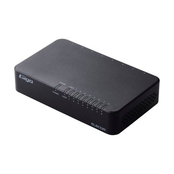 エレコム Giga対応スイッチングHub 8ポート プラスチック筐体 磁石付き 電源外付 ブラック EHC-G08PA4-JB 1台