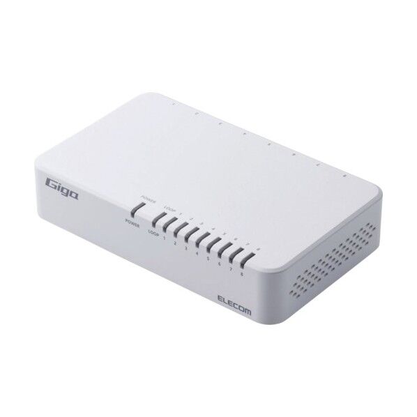エレコム Giga対応スイッチングHub 8ポート プラスチック筐体 磁石付き 電源外付 ホワイト EHC-G08PA4-JW 1台