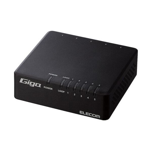 Giga対応スイッチングHub 5ポート 磁石付き プラスチック筐体 電源外付 ブラック EHC-G05PA4-JB 1点