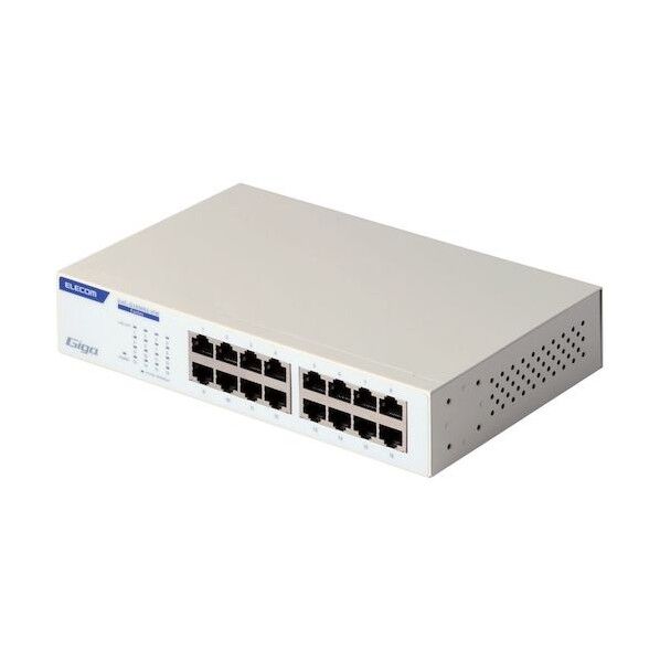  Giga対応スイッチングHub 16ポート 金属筐体 電源内蔵モデル ホワイト EHC-G16MN2-HW 1点