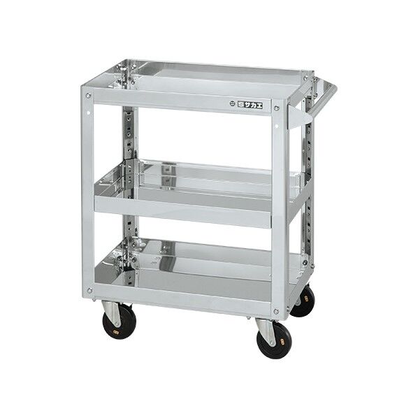 ステンレススーパーワゴン(SUS304/プレート式導電性ゴム車/スチール金具仕様)