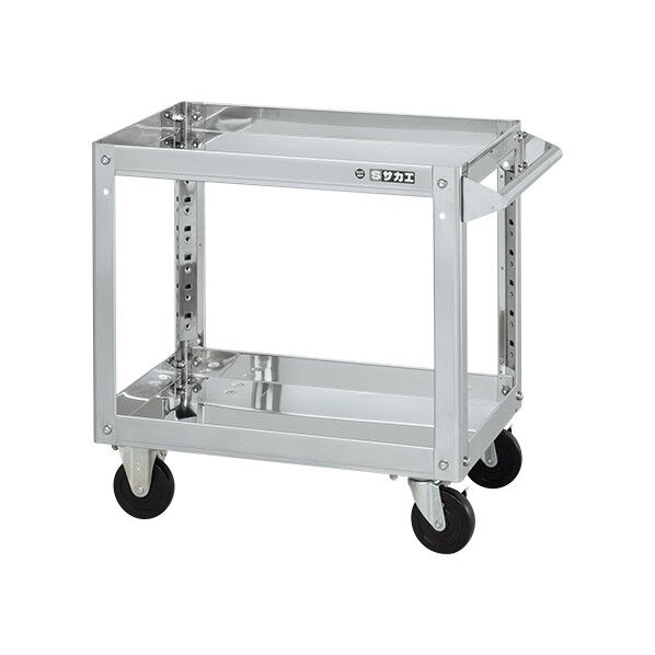 ステンレススーパーワゴン(SUS304/プレート式導電性ゴム車/スチール金具仕様)