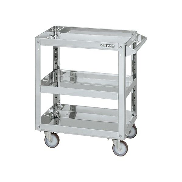 ステンレススーパーワゴン(SUS304/プレート式ナイロンウレタン車/ステンレス金具仕様)