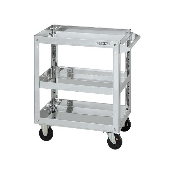 ステンレススーパーワゴン(SUS304/プレート式導電性ゴム車/スチール金具仕様)