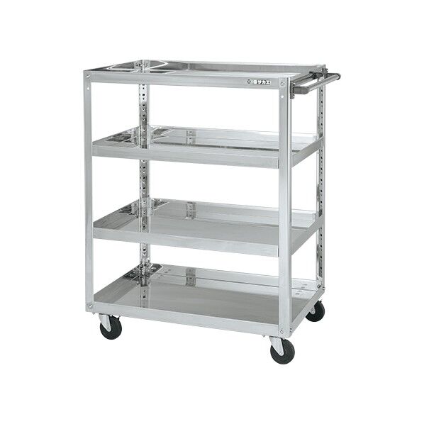 ステンレススーパーワゴン(SUS430/プレート式導電性ゴム車/スチール金具仕様)