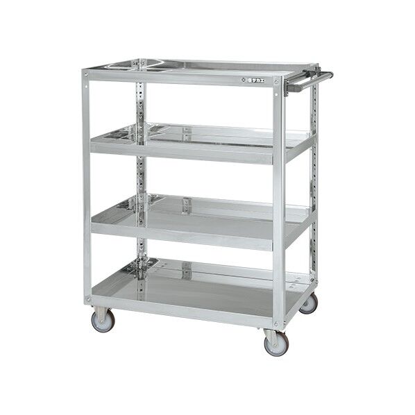 ステンレススーパーワゴン(SUS430/プレート式ナイロンウレタン車/スチール金具仕様)