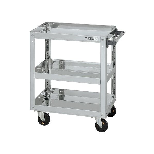 ステンレススーパーワゴン(SUS430/プレート式導電性ゴム車/スチール金具仕様)