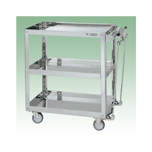 ステンレススーパーワゴン(SUS430/プレート式ナイロンウレタン/スチール金具/ハンドブレーキ)