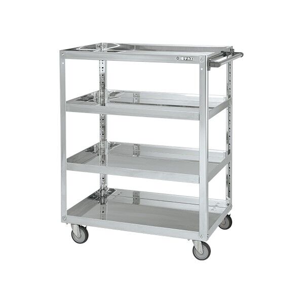 ステンレススーパーワゴン(SUS430/プレート式エラストマー車/スチール金具仕様)