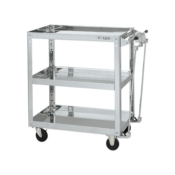 ステンレススーパーワゴン(SUS430/プレート式導電性ゴム/スチール金具/ハンドブレーキ)