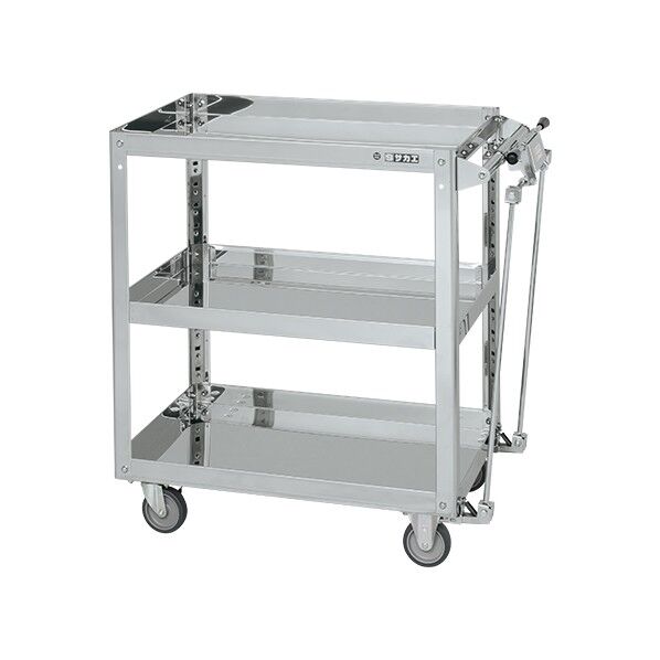 ステンレススーパーワゴン(SUS430/プレート式エラストマー/スチール金具/ハンドブレーキ)