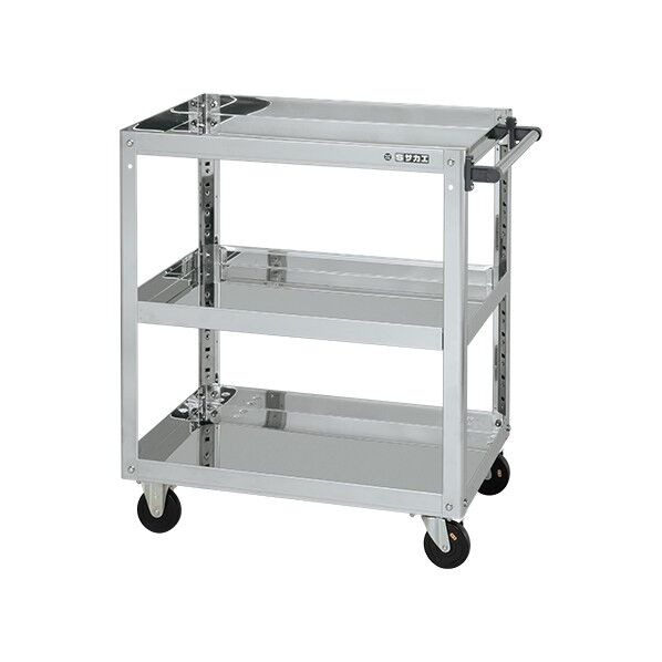 ステンレススーパーワゴン(SUS430/プレート式導電性ゴム車/スチール金具仕様)