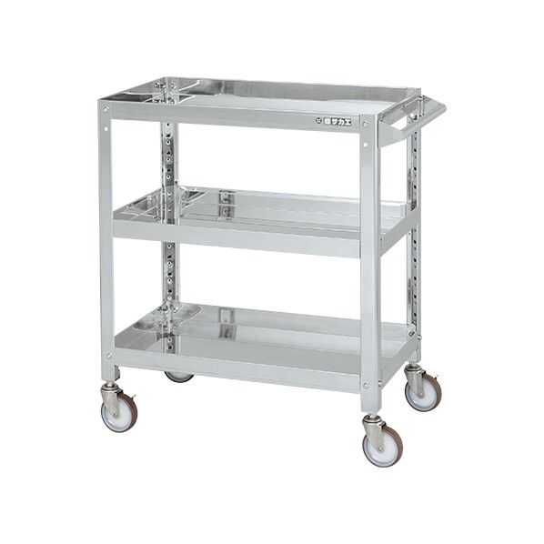 ステンレススーパーワゴン(SUS304/ねじ込み式ナイロンウレタン車/スチール金具仕様)