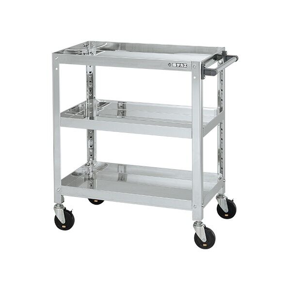 ステンレススーパーワゴン(SUS304/ねじ込み式導電性ゴム車/スチール金具仕様)