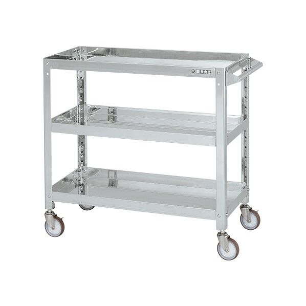 ステンレススーパーワゴン(SUS304/ねじ込み式ナイロンウレタン車/ステンレス金具仕様)