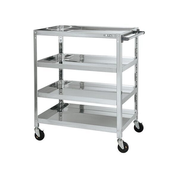 ステンレススーパーワゴン(SUS430/ねじ込み式導電性ゴム車/スチール金具仕様)