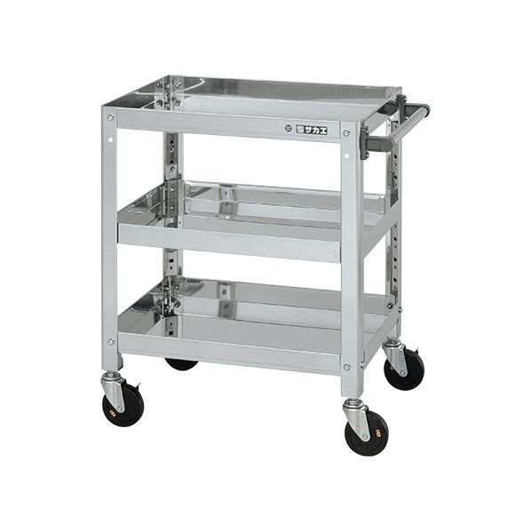 ステンレススーパーワゴン(SUS430/ねじ込み式導電性ゴム車/スチール金具仕様)