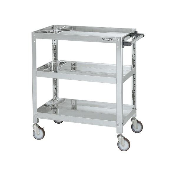 ステンレススーパーワゴン(SUS430/ねじ込み式ナイロンウレタン車/スチール金具仕様)