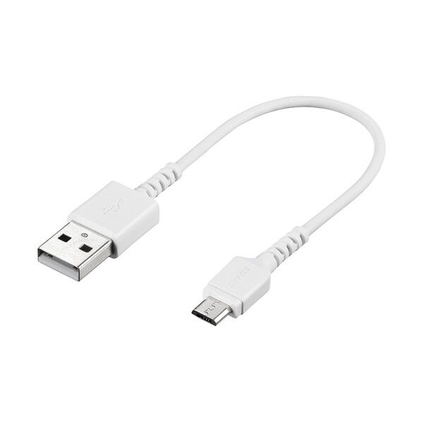USB2.0ケーブル(Type-A to microB) スリム ホワイト 0.1m BSMPCMB101WH 1個