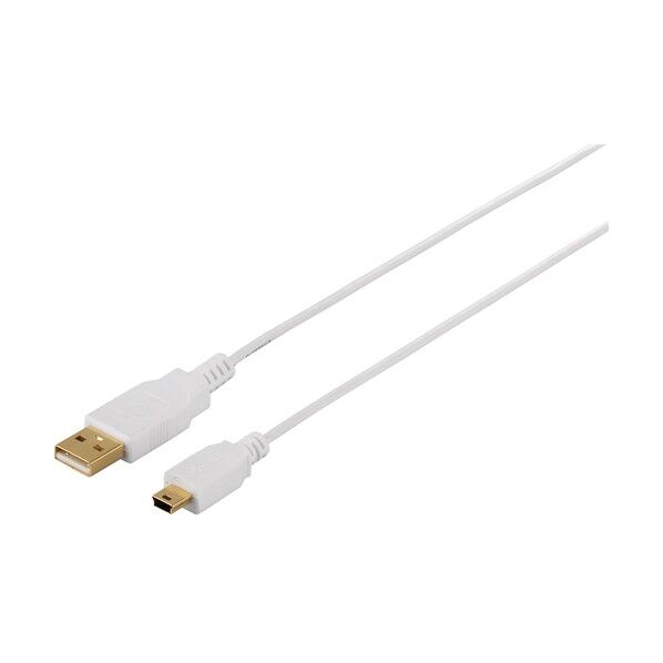 USB2.0ケーブル(A to miniB) スリムタイプ ホワイト 0.5m BSUAMNSM205WH 1個