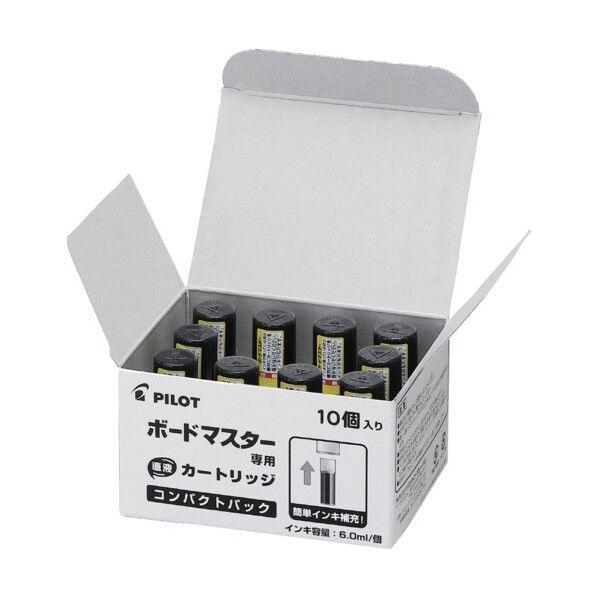 パイロットコーポレーション ホワイトボードマーカーレフィル ボードマスターカートリッジ コンパクトパック ブラック WMRF8010B 10個