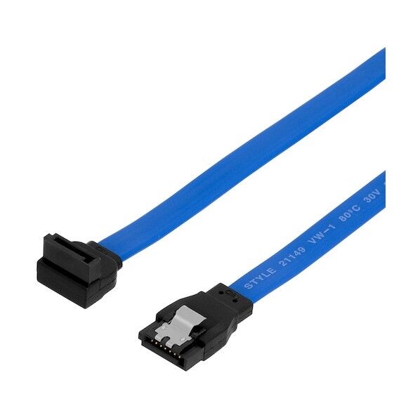 SATA3.0ケーブル ストレート-上L型100cmブルー OWL-SATA3SLT100-BL 1個