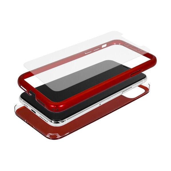 iPhone11Pro専用360度全面保護フルカバーケース&光沢ガラスレッド