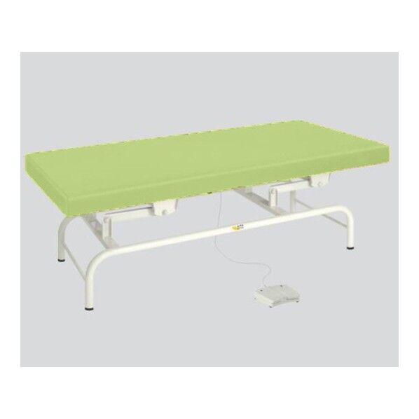 電動診察台 幅65×長さ180×高さ45~81cm マット・ライムグリーン 脚・ホワイト 8-6632-03 1