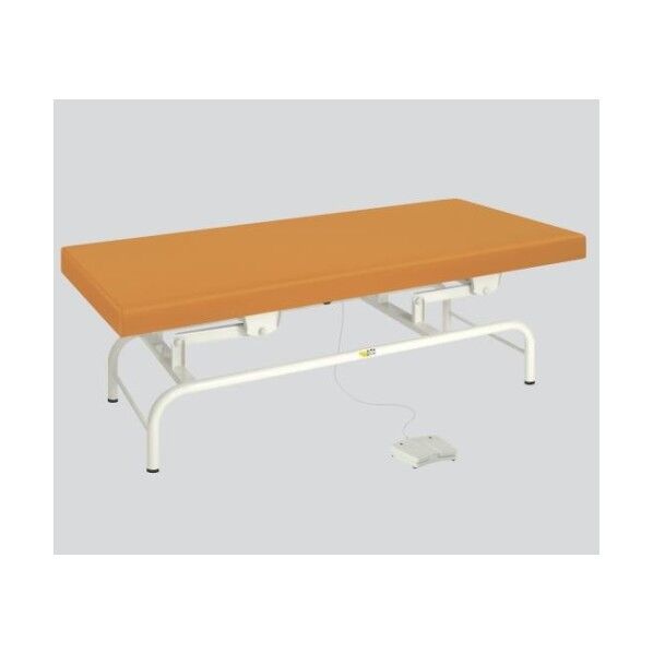 電動診察台 幅65×長さ180×高さ45~81cm マット・オレンジ 脚・ホワイト 8-6632-05 1