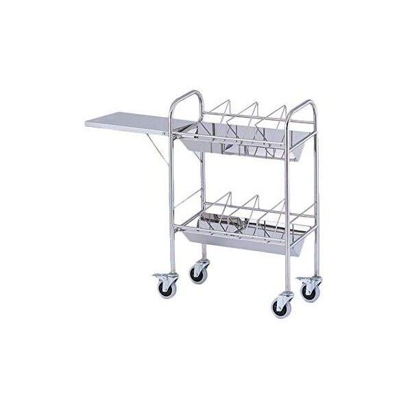 カルテワゴン(平板タイプ) 670×328×1010mm 補助板付 8-7483-02 1