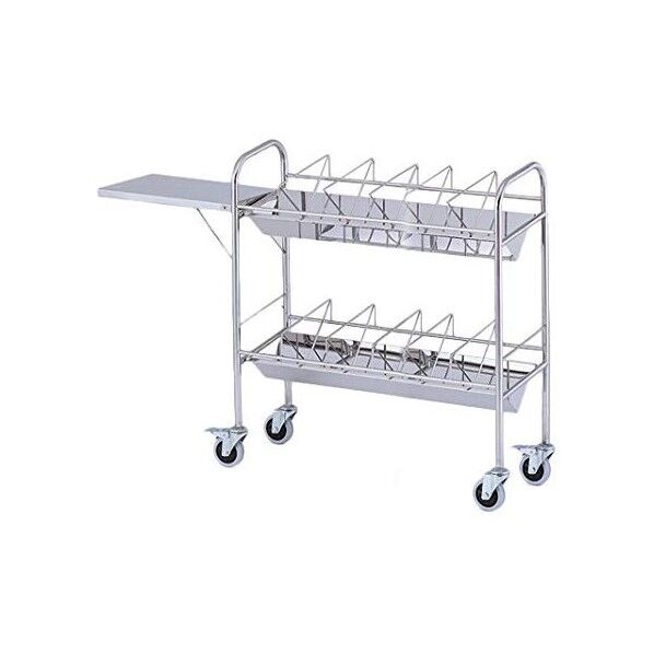 カルテワゴン(平板タイプ) 970×328×1010mm 補助板付 8-7483-03 1