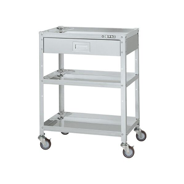 ステンレススペシャルワゴン(SUS304/ナイロンウレタン車/ステンレス金具仕様/引出付)