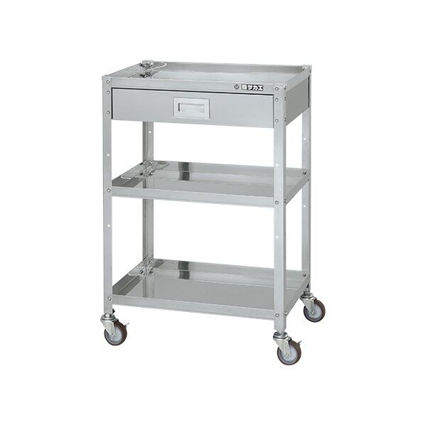 ステンレススペシャルワゴン(SUS304/ナイロンウレタン車/ステンレス金具仕様/引出付)