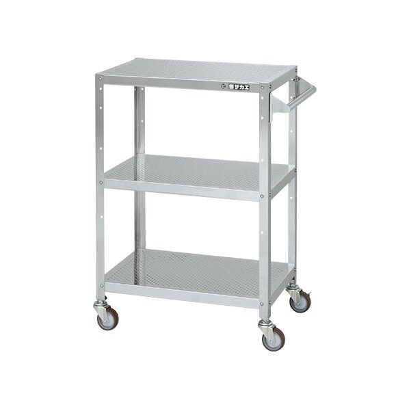 ステンレススペシャルワゴン(SUS304/ナイロンウレタン車/パンチング棚/スチール金具仕様)
