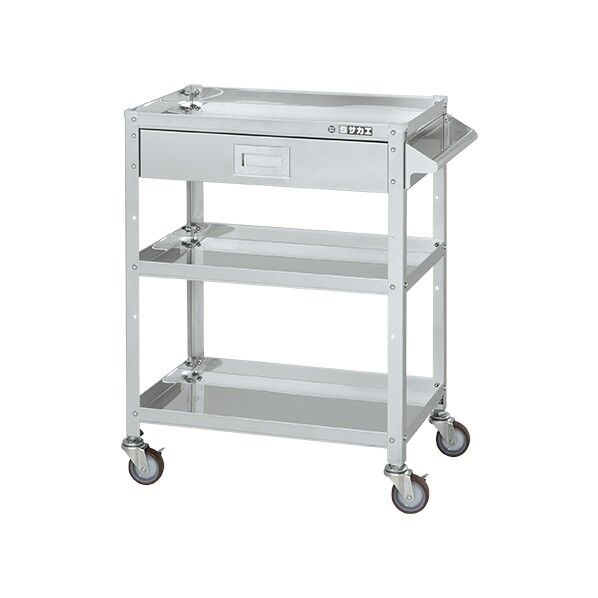 ステンレススペシャルワゴン(SUS430/ナイロンウレタン車/スチール金具仕様/引出付)