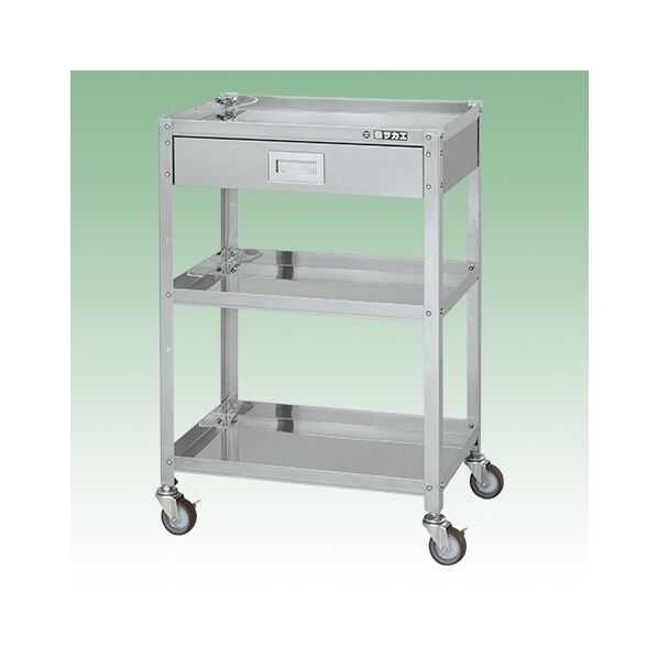 ステンレススペシャルワゴン(SUS430/ナイロンウレタン車/スチール金具仕様/引出付)