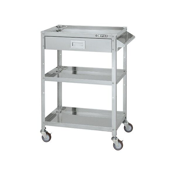 ステンレススペシャルワゴン(SUS430/ナイロンウレタン車/スチール金具仕様/引出付)