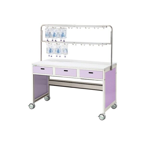 点滴処置車 1400×700×1550 ラベンダー 8-2167-24 1